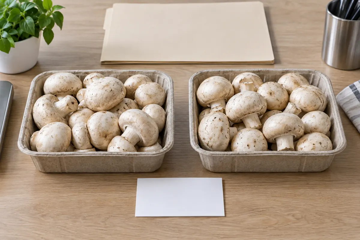 Equivalent cultivated mushroom trays for comparison