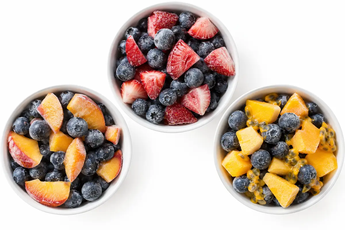 Frozen blueberry fruit blend options.
