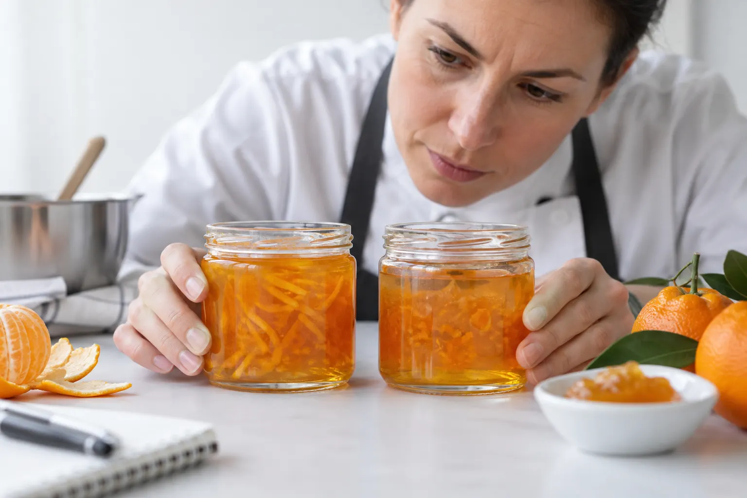 Developer compares peel distribution in two marmalade jars