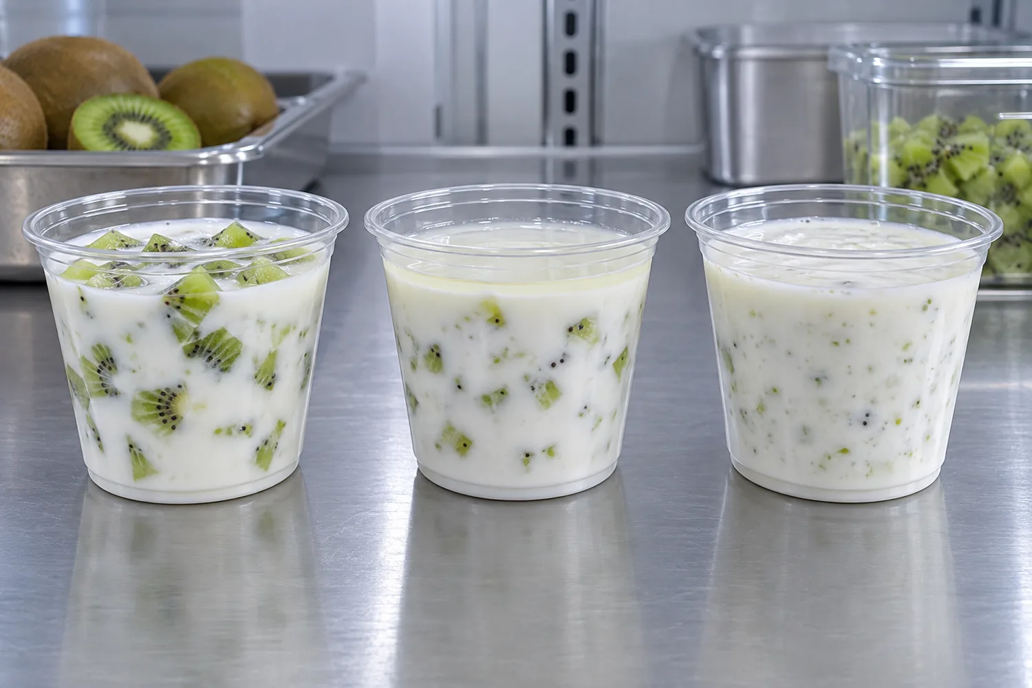 Illustrative chilled cup comparison; actual shelf-life outcomes need validated product testing.