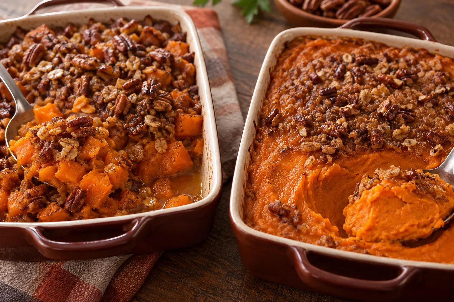 Illustrative casserole filling textures shown in cut portions