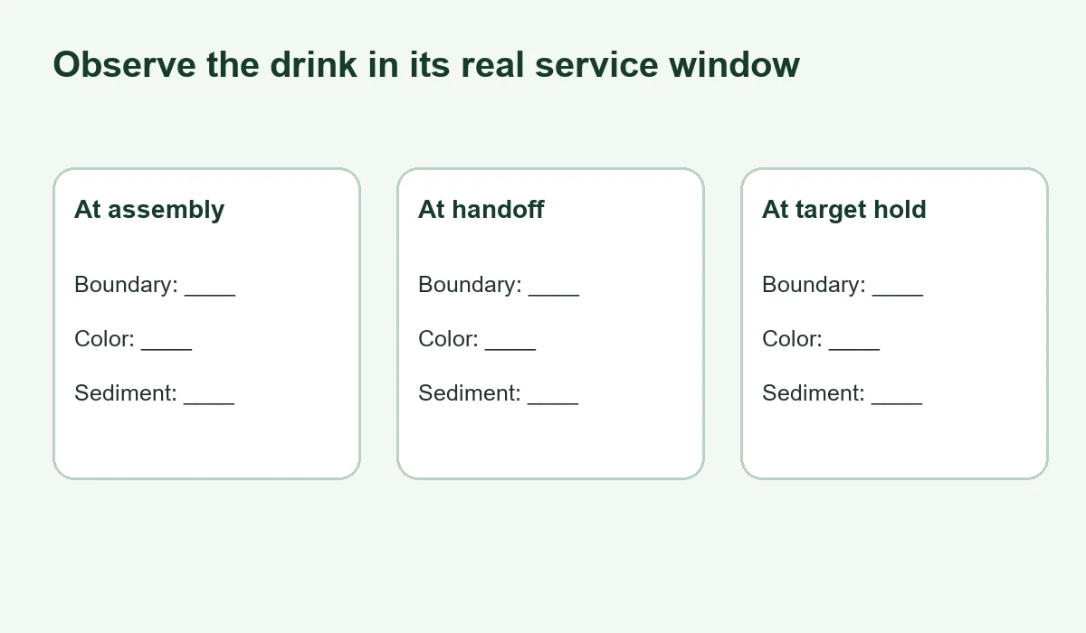 Blank checkpoints for checking a layered drink during service