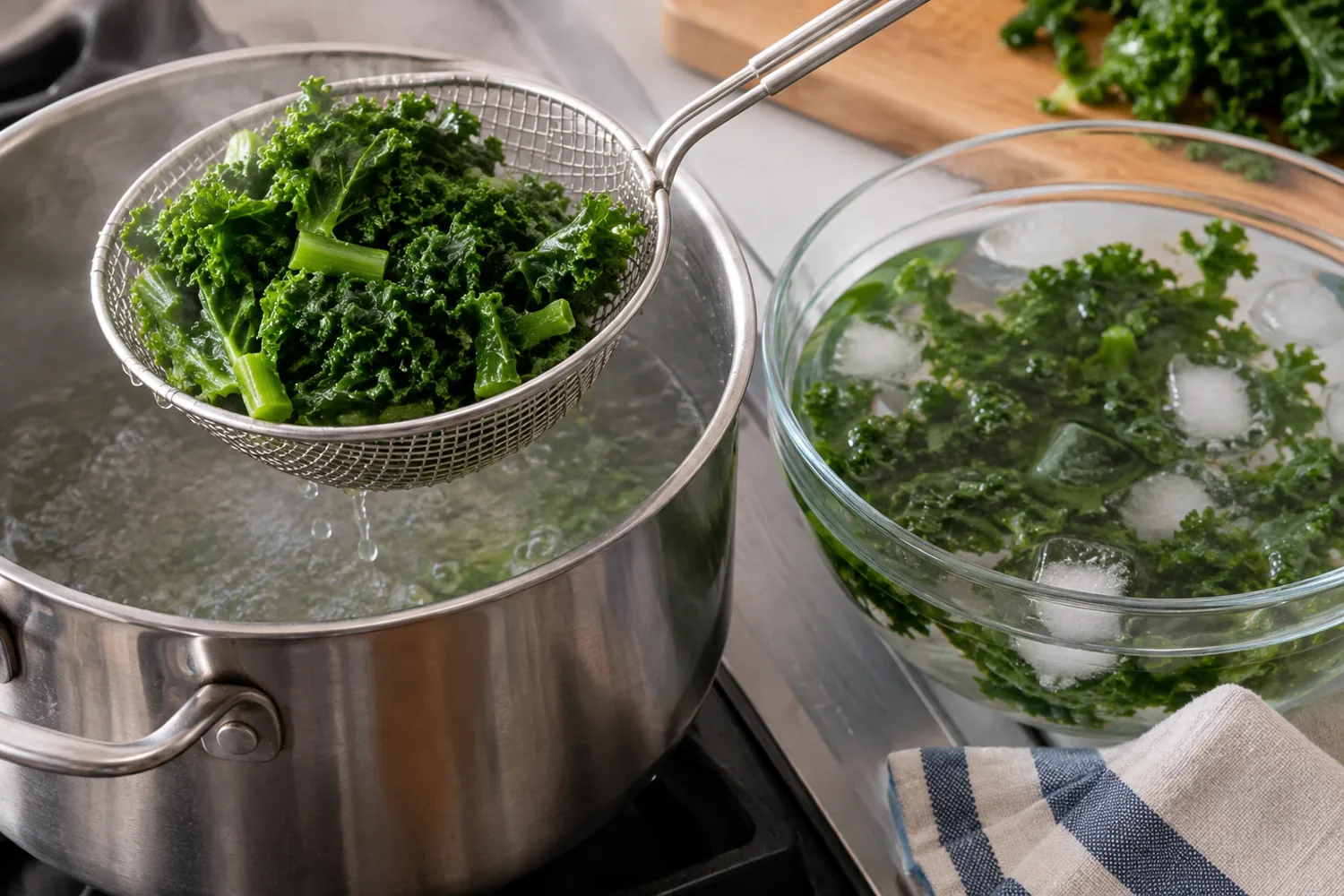 Kale blanch and cool