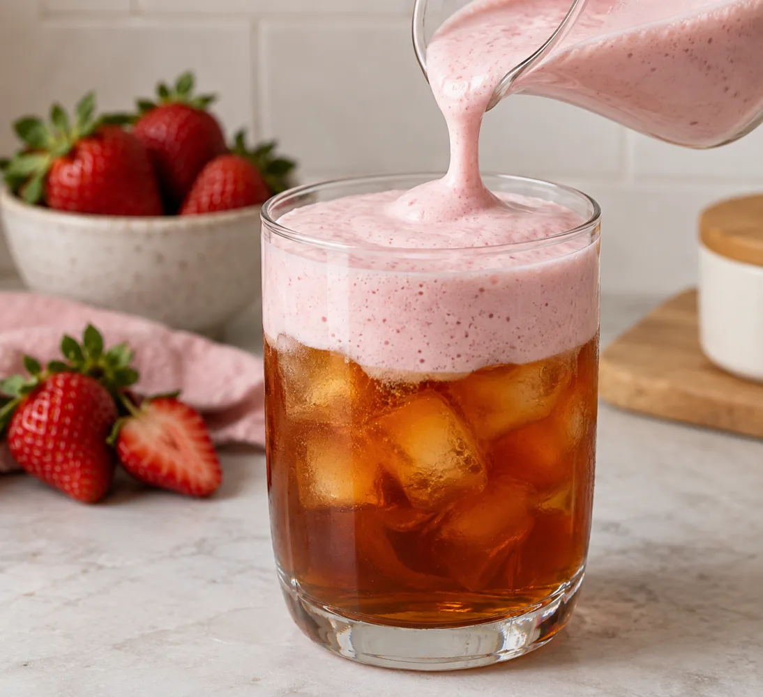 Strawberry foam pour