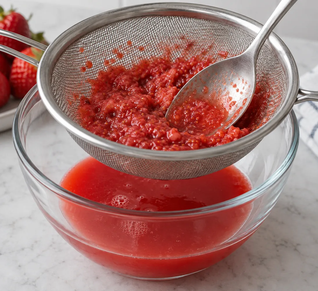 Strawberry puree straining
