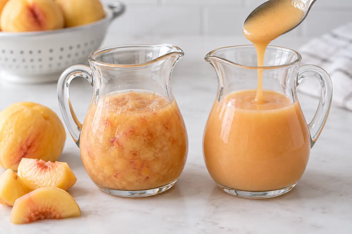 Coarse and fine peach puree show texture contrast