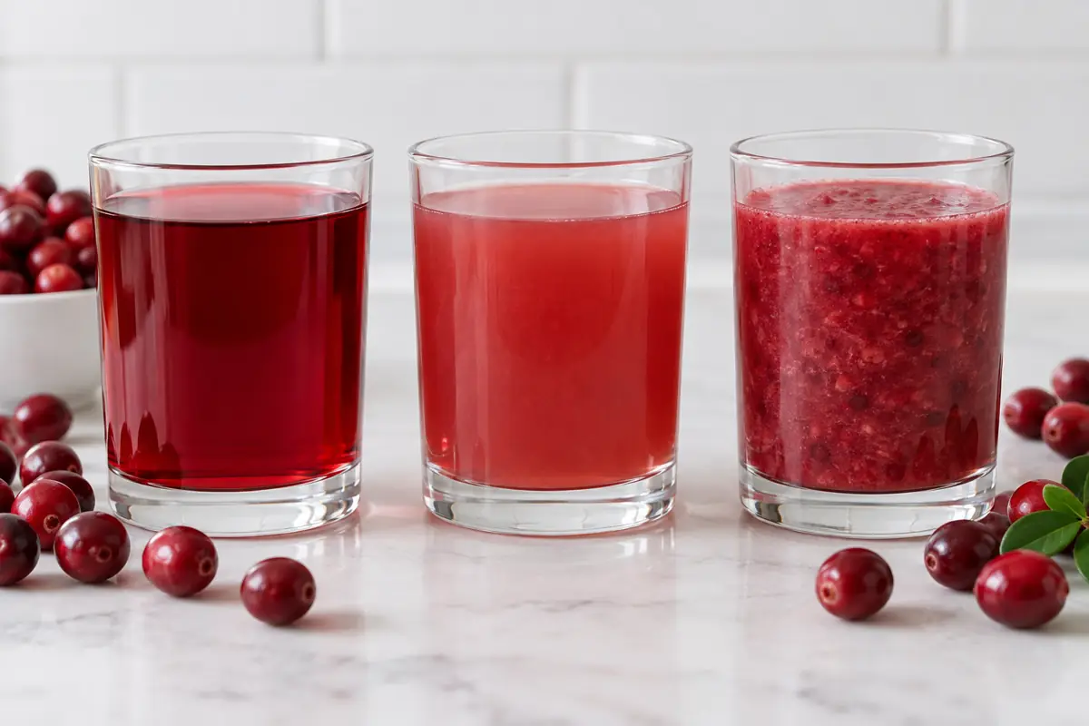 Three physical drink formats: clear, cloudy and pulpy