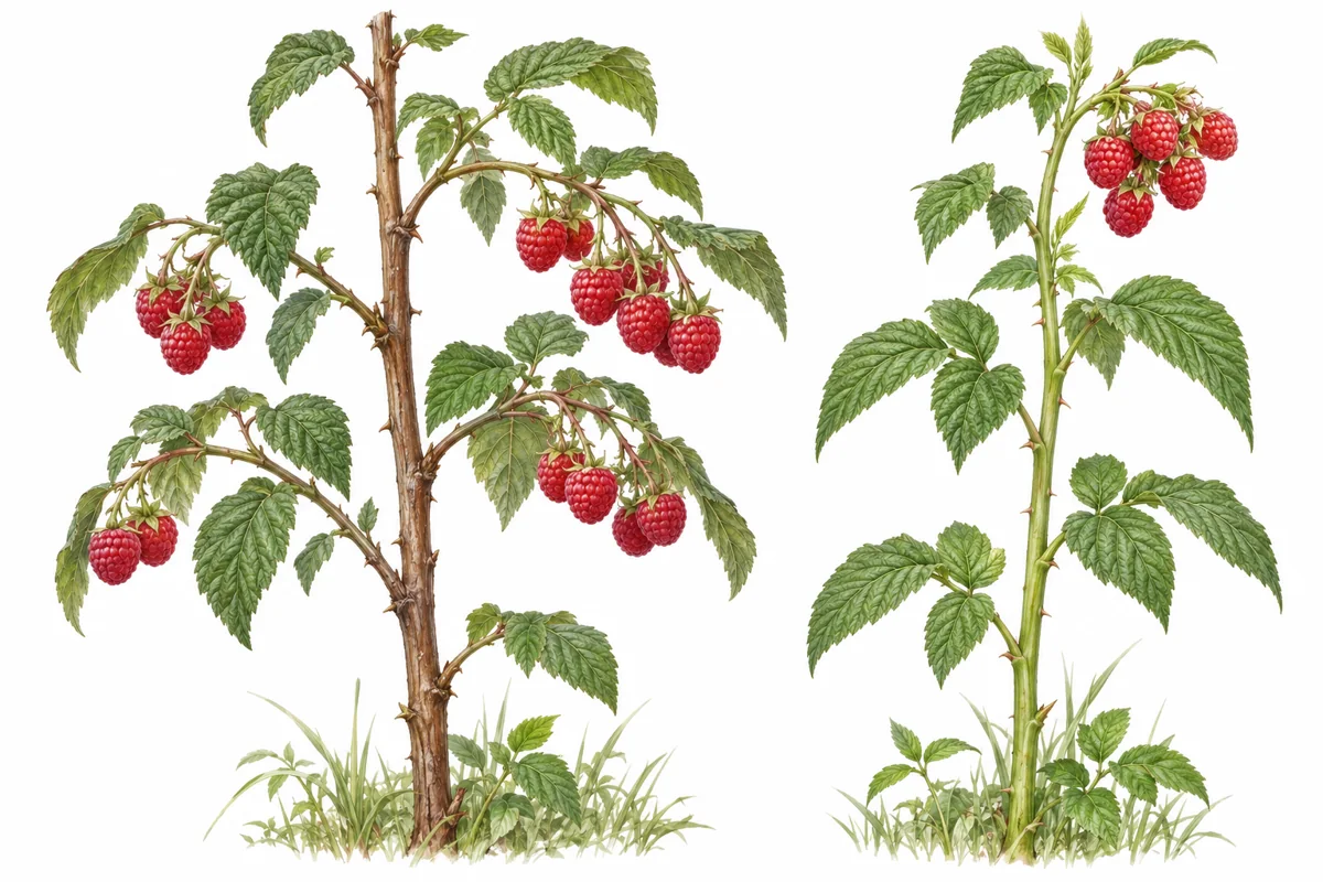Illustrated floricane and primocane show why one crop calendar does not cover every raspberry system.