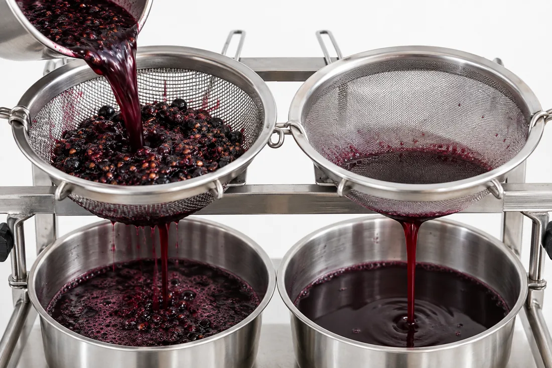 Illustrative coarse and fine screening of blackcurrant extract.