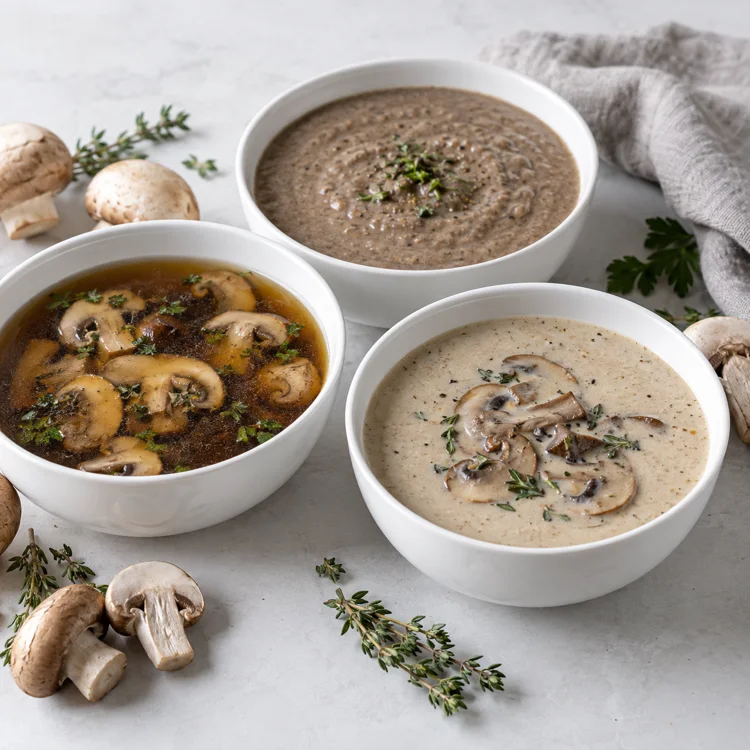 Broth mushroom soup blended base and cream mushroom soup