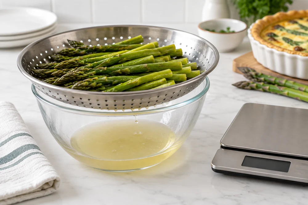 Collect released liquid separately when measuring prepared asparagus