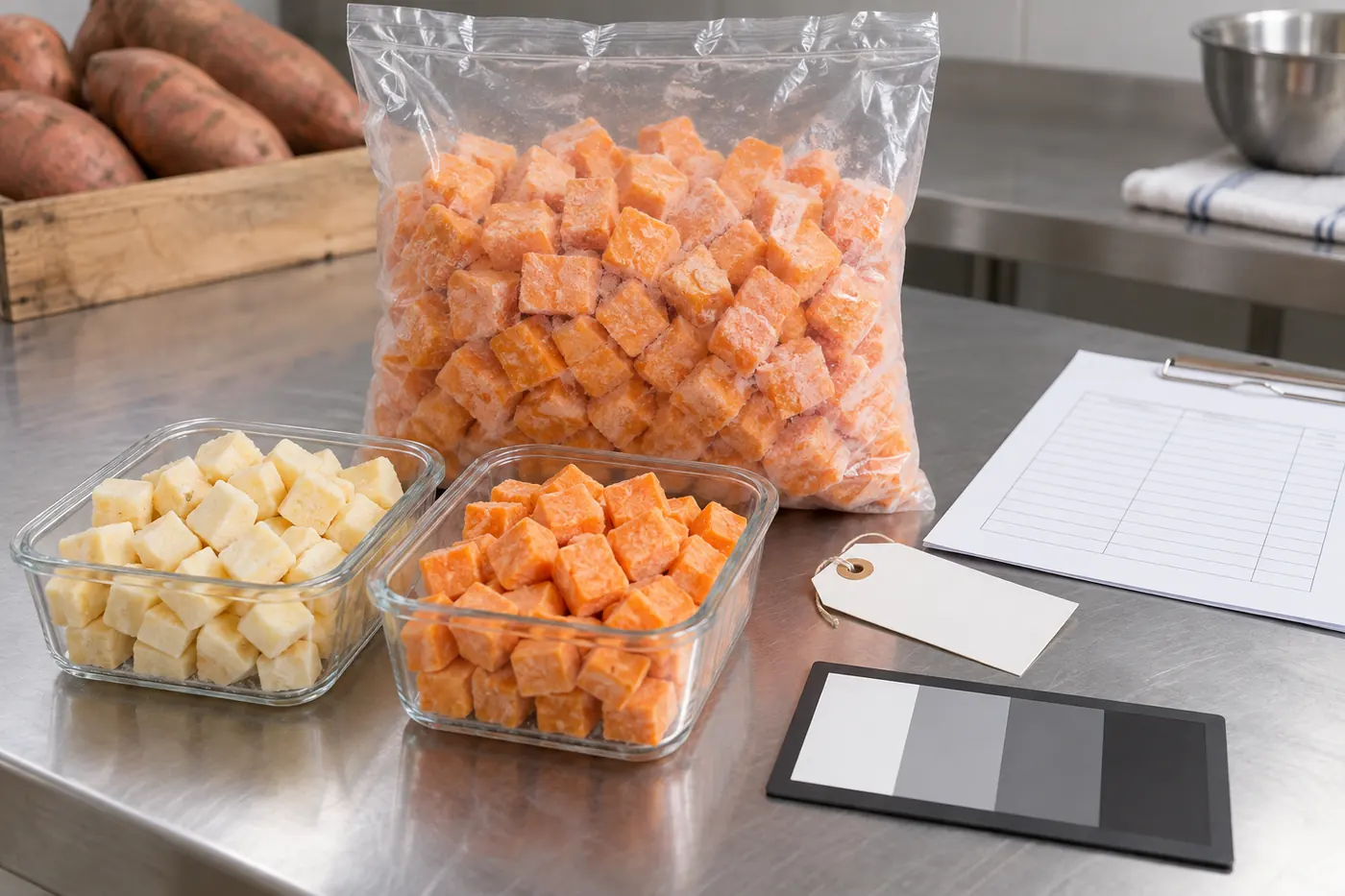 Frozen sweet potato pack samples blank specification and color card