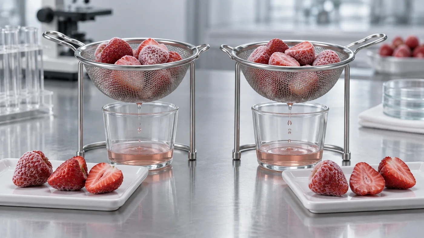 Paired strawberry thaw drip collection setups