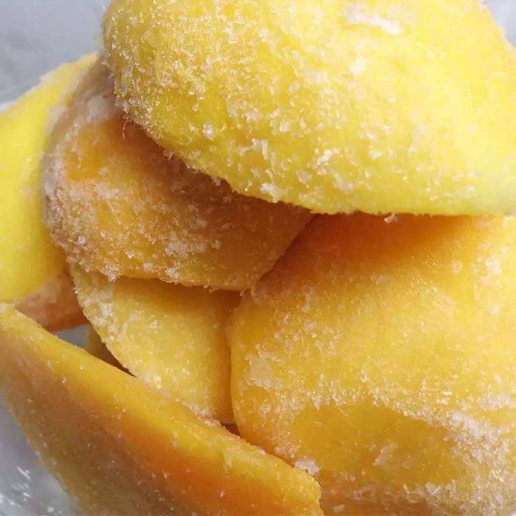 Frozen mango pieces on a GreenLand product page. Frozen mango pieces on a GreenLand product page.