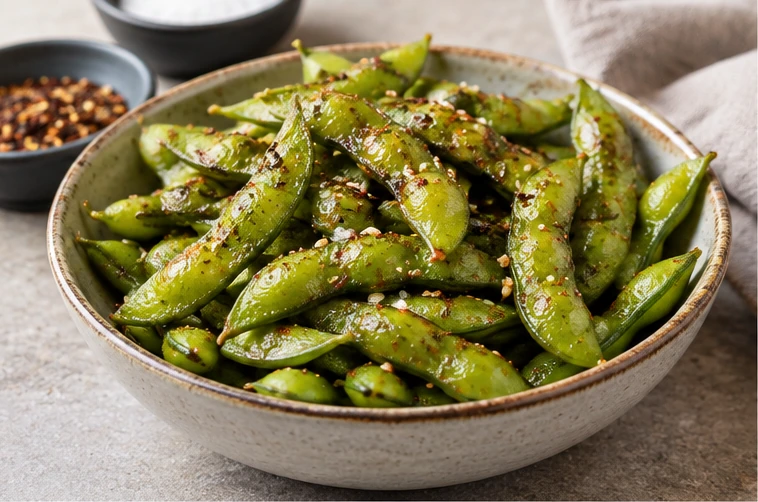 Cooked edamame appetizers application illustration for Frozen Edamame