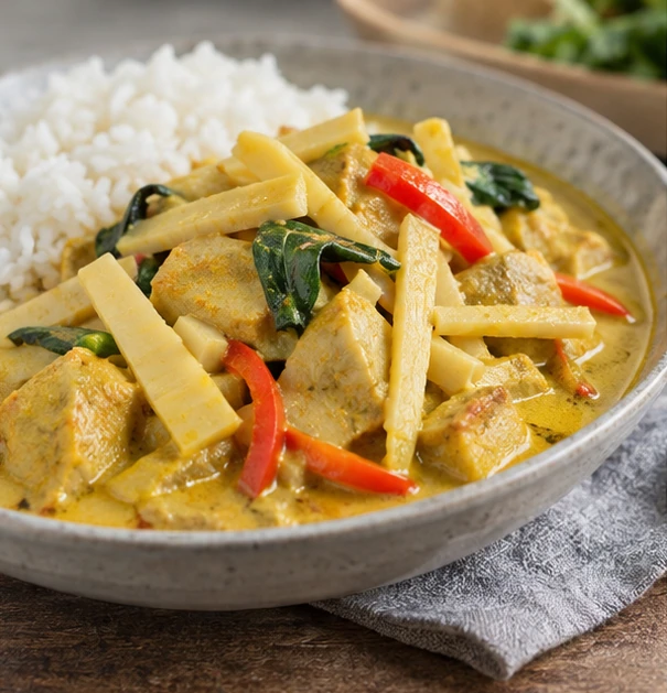 Bamboo shoot curry meals application illustration for Frozen Bamboo Shoot