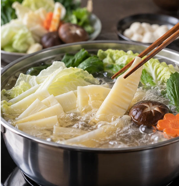 Hot pot vegetable packs application illustration for Frozen Bamboo Shoot