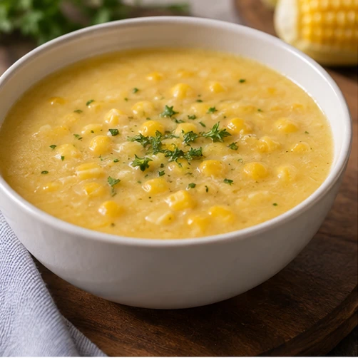 Sweet corn soup application illustration for Frozen Corn
