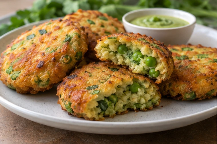 Pea fritters and savory fillings application illustration for Frozen Green Pea