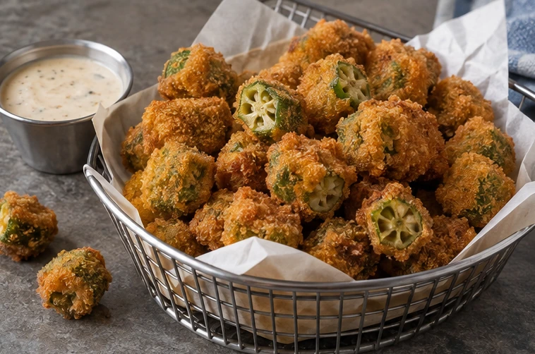 Breaded fried okra bites application illustration for Frozen Okra