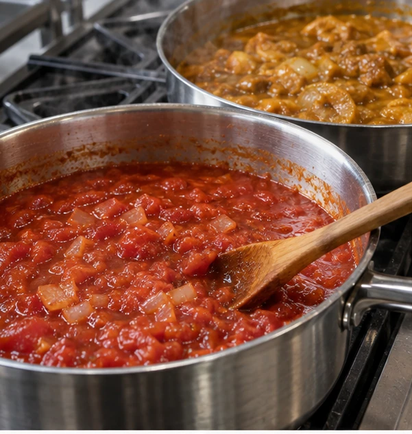 Tomato and curry sauce bases application illustration for Frozen Onion