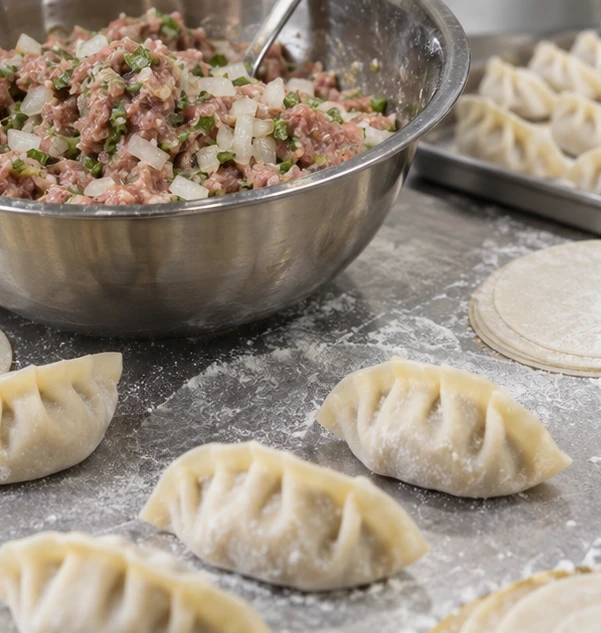 Meat dumpling fillings application illustration for Frozen Onion