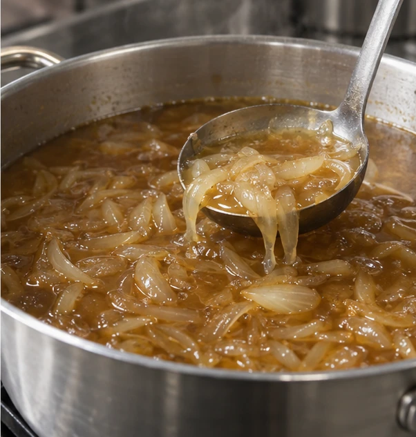 Onion soup production application illustration for Frozen Onion
