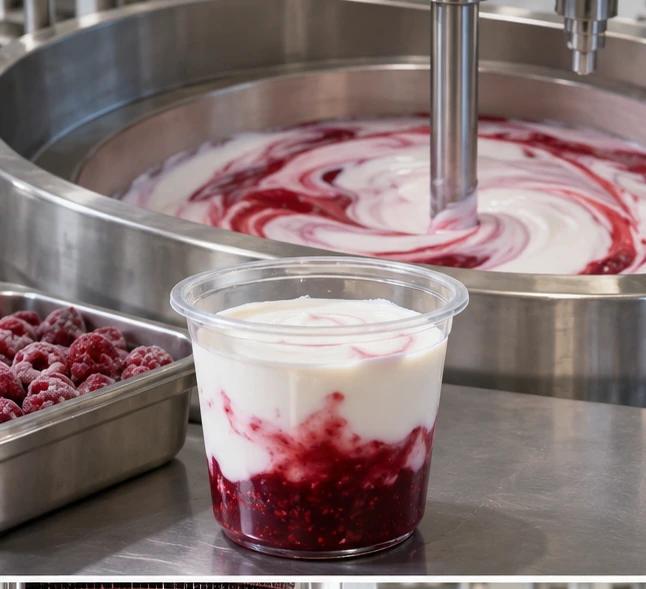Dairy fruit preparations application illustration for Frozen Raspberry