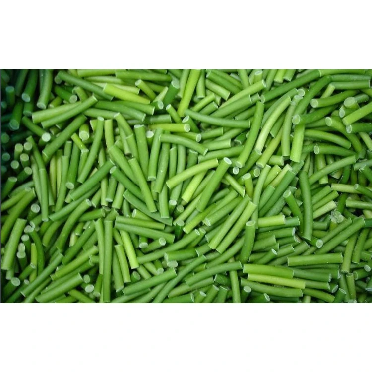Cut garlic scape sections in a product sample Cut garlic scape sections in a product sample
