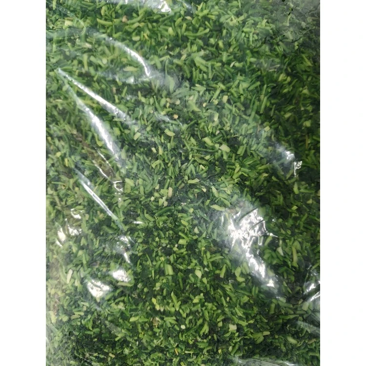 Close view of bagged cut mustard greens