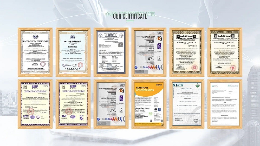 IQF Frozen Eggplant certificate IQF Frozen Eggplant certificate