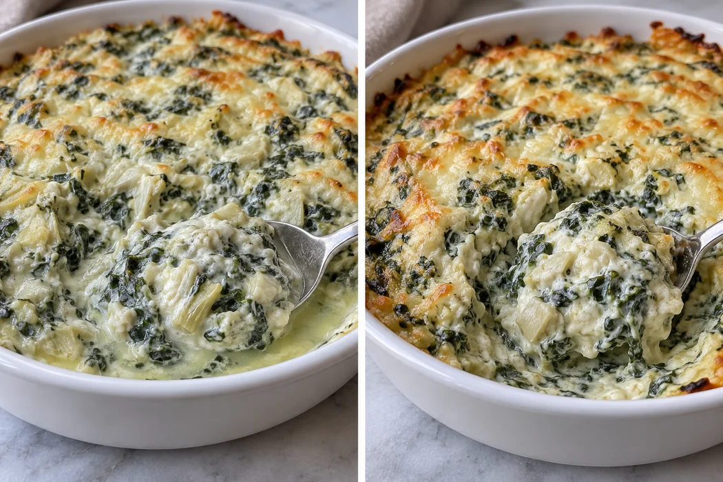spinach-artichoke-dip-watery-creamy-comparison spinach-artichoke-dip-watery-creamy-comparison